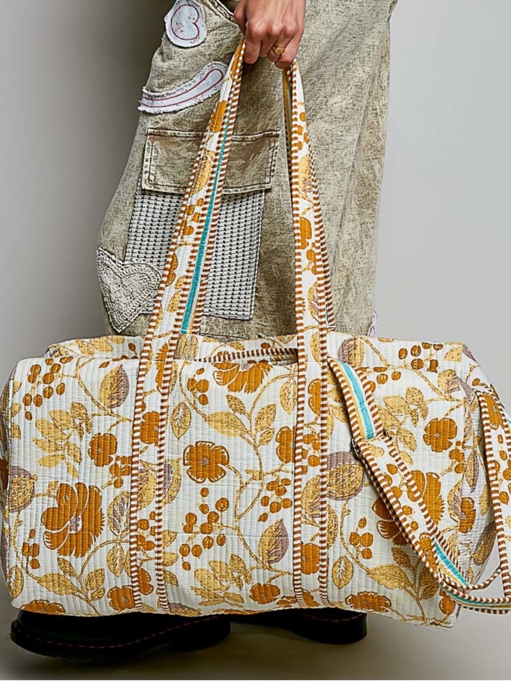 POL Yellow Floral Quilted Weekender Bag - NWT